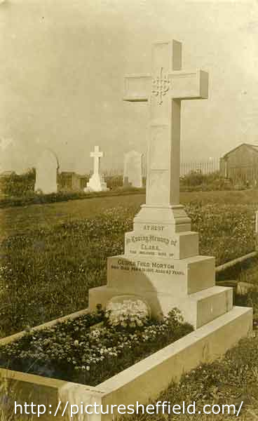Gravestone of Clara Morton, wife of George Fred Morton, Crookes Cemetery who died 2nd February 1915