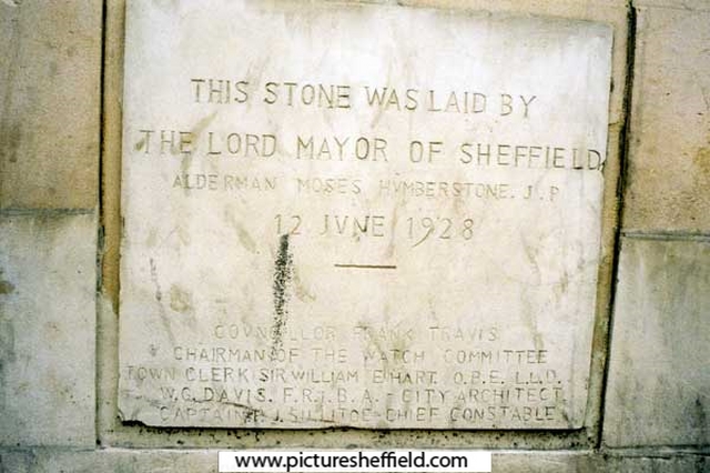 Foundation stone in the former Central Fire Station, No. 50 Division Street 