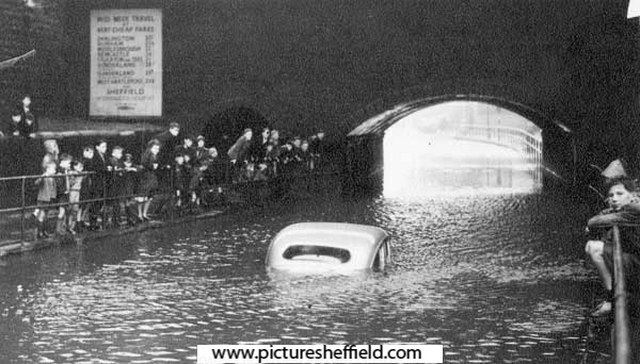 Flooding at Aquaduct and Railway Bridge on Darnall Road and Worksop Road