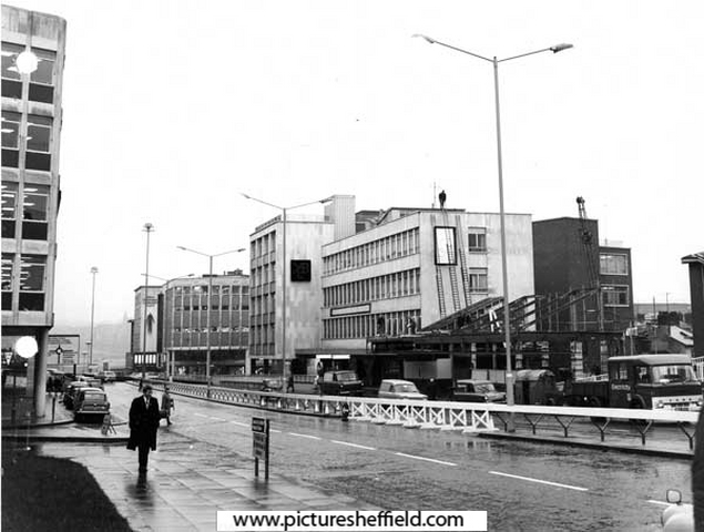 Arundel Gate, showing Yorkshire Electricity Board offices and the Top Rank Suite nightclub under construction, 7th July 1968