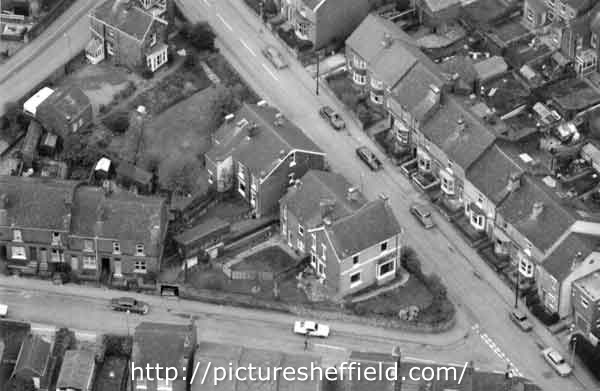 Aerial view showing Ball Road on the right, Rippon Road on the left and along the bottom Greenock Street.