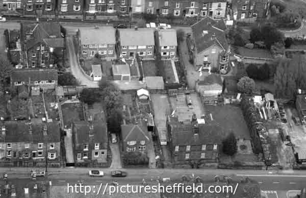 Aerial view of Dykes Hall Road, Hillsborough with Minto Road across the top