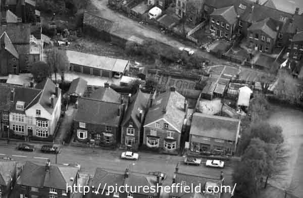 Aerial view of The Drive off Marlcliffe Road, Hillsborough, with the back of houses on Wadsley Lane shown at the top.