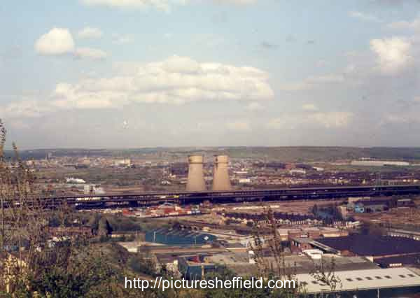 View towards Tinsley Viaduct and Blackburn Meadows Power Station.