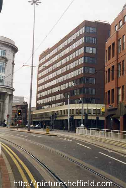 City Plaza offices, junction of Townhead Street and Pinfold Street viewed from the top of Church Street
