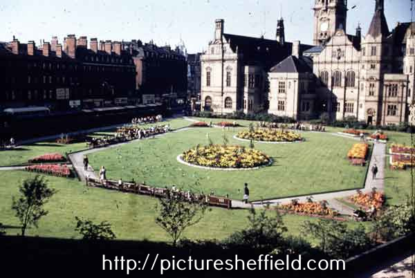 St Paul's Gardens / Peace Gardens showing (top right) the Town Hall