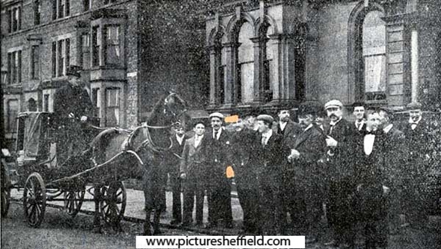 Sheffield United Football Club outside the Grand Hotel, Tynemouth, 28 Oct 1899