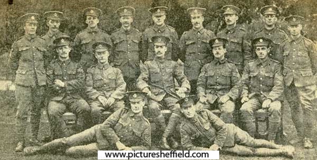 Group of Sheffield non-commissioned officers belonging to the 1st Field Company, West Riding Division (T) Royal Engineers who have gone on active service.