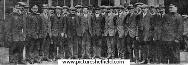 Sheffield Police Constables who left the Force for the Army, with Chief Inspectors Weathers, Denton and Flint