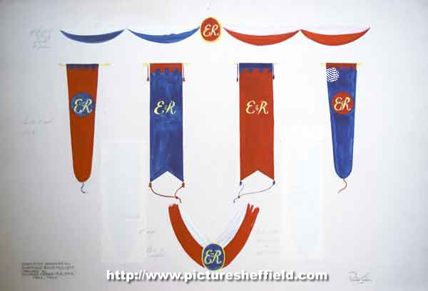 Sheffield coronation banners for buildings [Queen Elizabeth II]