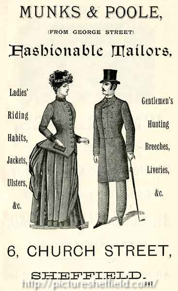 Advertisement for Munks and Poole, tailors, No.6 Church Street