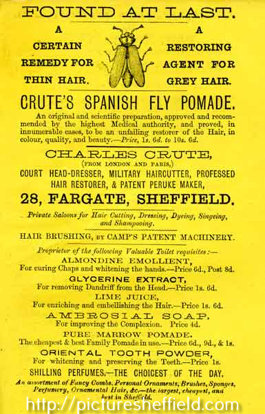 Found at last - a certain remedy for thin hair / a restoring agent for grey hair - Crute's Spanish Fly Pomade