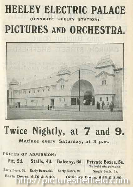 Advertisement for the Heeley Electric Palace, London Road