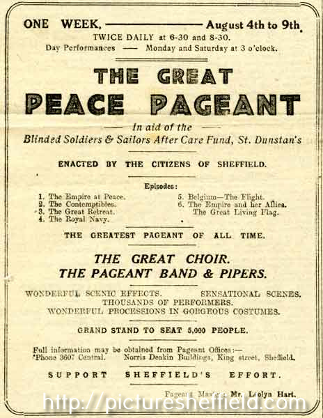 Great Peace Pageant in aid of the Blinded Soldiers and Sailors After Care Fund, St Dunstans