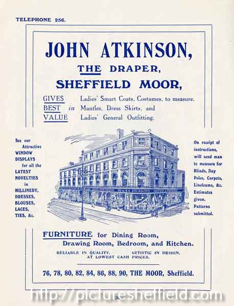 Advertisement for John Atkinson, The Draper, The Moor