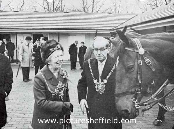 Sheffield and Rotherham Constabulary: The Lord Mayor of Sheffield, Alderman D. J. O'Neill, J.P., and the Lady Mayoress pictured shortly after the Official Opening Ceremony at the Niagara Stables
