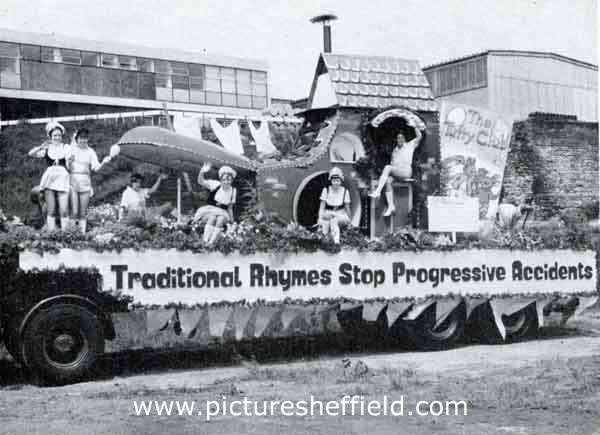 Sheffield and Rotherham Constabulary: A police entry in the Lord Mayor's Parade, designed with the theme 'Progress through Tradition' in mind to further the cause of accident prevention