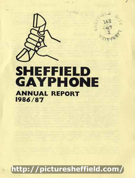 Cover of Sheffield Gayphone annual report, 1986/7