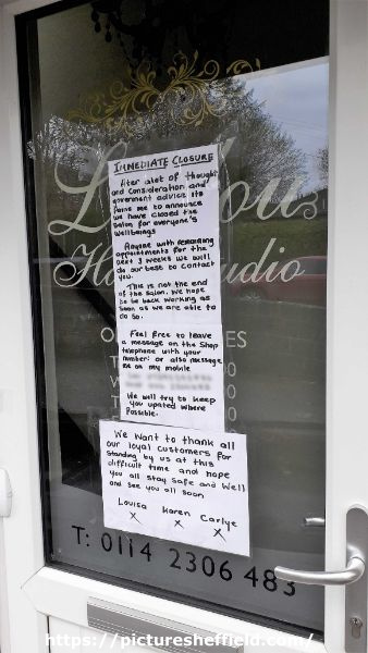 Covid-19 pandemic closure notice: LouLou hair salon, Ringinglow Road