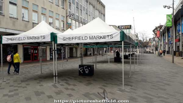 Covid-19 pandemic: closed market stalls on the Moor