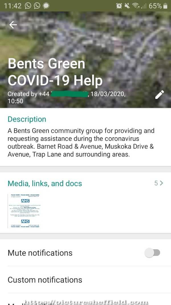 Covid-19 pandemic: screenshot of Bents Green Covid-19 Help Group