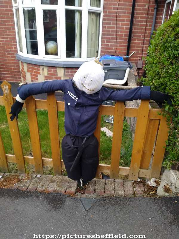 Covid-19 pandemic: Key worker scarecrows, Strelley Avenue