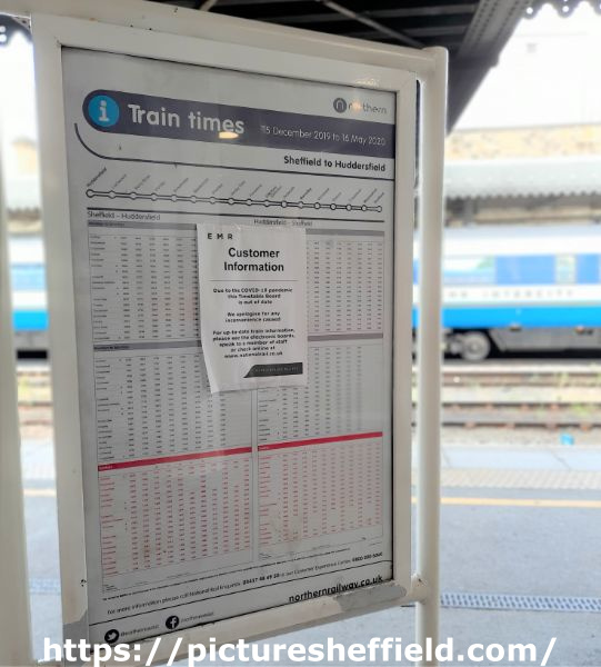 Covid-19 pandemic: signage at Sheffield Midland railway station