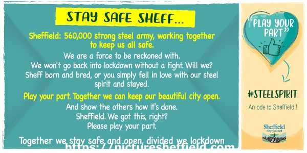 Covid-19 pandemic: Sheffield City Council graphic - Stay safe Sheff - 560,000 strong steel army