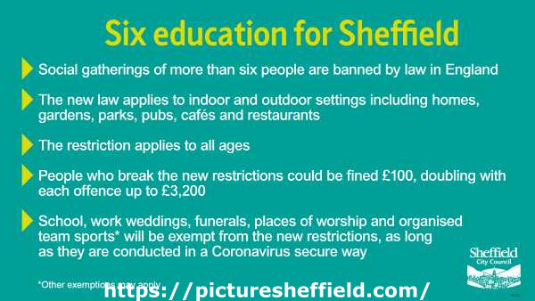 Covid-19 pandemic: Sheffield City Council graphic - Six education in Sheffield