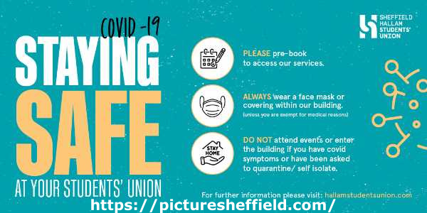 Covid-19 pandemic: Sheffield Hallam University Students Union graphic - Staying safe at your Students Union