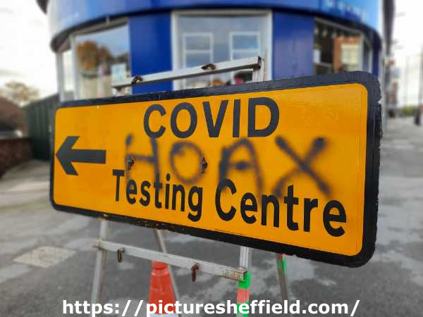 Covid-19 pandemic: Sharrow Local Testing Centre sign, London Road (junction with Alderson Road)