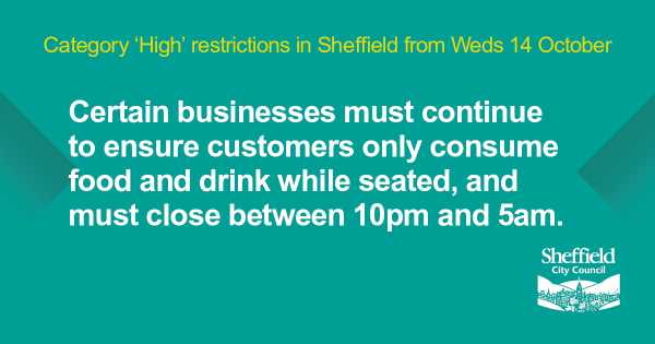 Covid-19 pandemic: Sheffield City Council graphic - Category ‘High’ restrictions in Sheffield from Weds 14th October [2020]