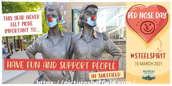 Covid-19 pandemic: Sheffield City Council graphic - Red Nose Day - have fun and support people in Sheffield