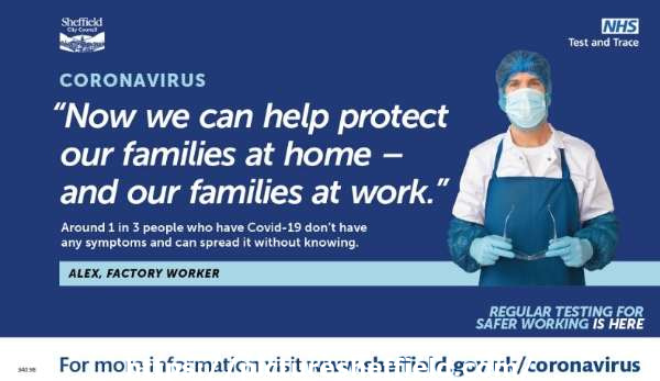 Covid-19 pandemic: Sheffield City Council / National Health Service (NHS) graphic - Now we can help protect our families at home - and our families at work