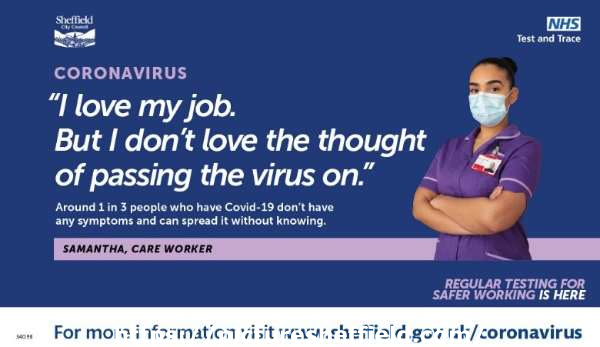 Covid-19 pandemic: Sheffield City Council / National Health Service (NHS) graphic - I love my job.  But I don’t love the thought of passing the virus on