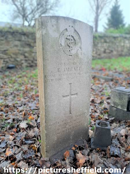 Burngreave Cemetery: gravestone of Private Reginald Jarratt (7388426), Royal Army Medical Corps, 17 Feb 1947, aged 37