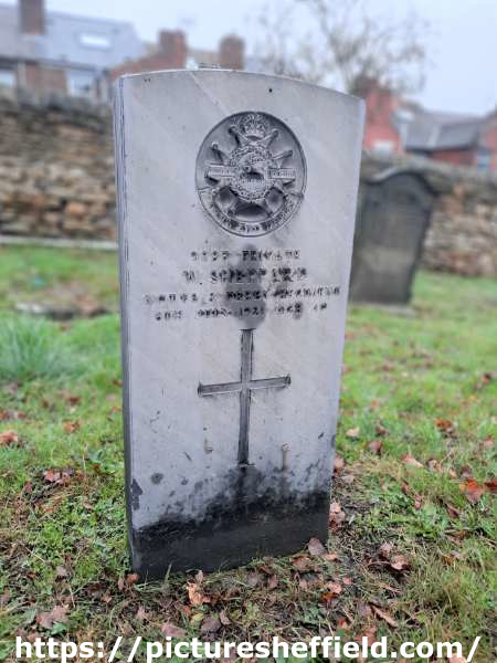Burngreave Cemetery: gravestone of 9283 Private William Sheppard, Notts and Derby Regiment, 6th July 1921, aged 40