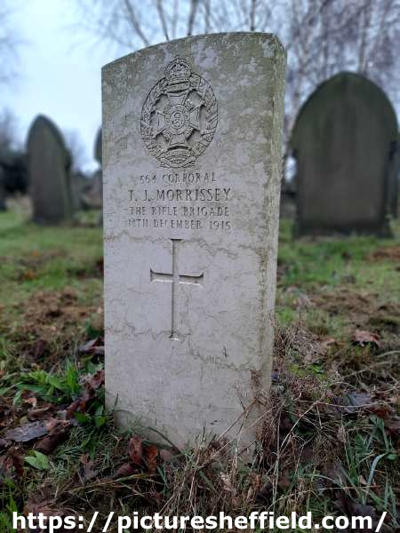 Burngreave Cemetery: 564 Corporal Thomas James Morrisey, The Rifle Brigade, 18th December 1915 