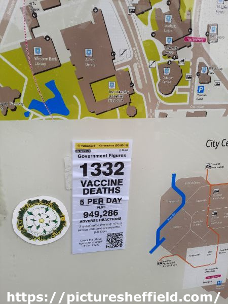 Covid-19 pandemic: anti-Covid / vaccination sticker - 1,332 vaccine deaths, 5 per day plus 949,286 adverse reactions