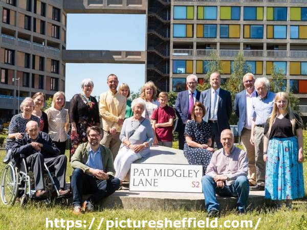 Pat Midgley's family and others at the renaming of Norwich Street as Pat Midgely Lane