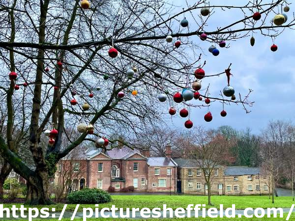 Christmas decorations outside Meersbrook Hall, Meersbrook Park
