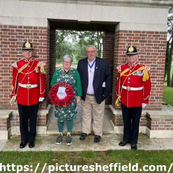 Lord Mayor of Sheffield, Sioned-Mair Richards and Leader of the Council, Councillor Terry Fox at Sheffield Memorial Park, Serre, France