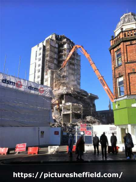 Demolition of Grosvenor House Hotel from Pinstone Street