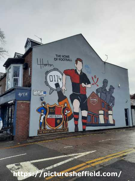 Sheffield Home of Football (SHoF) mural, Snuff Mill Lane by Luke Horton