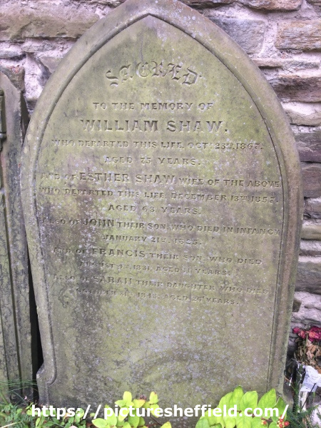 Headstone of the Shaw family, St James, Norton