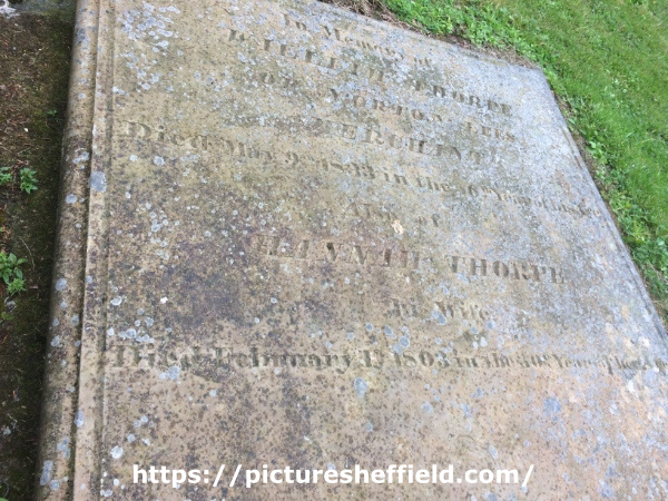 Headstone of William and Hannah Thorpe, St James, Norton