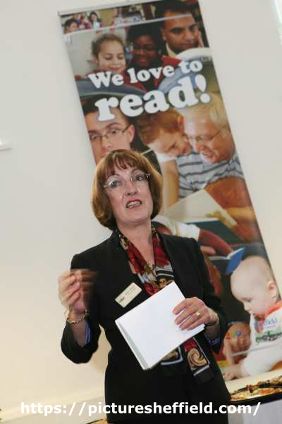 Janice Maskort, Head of Library Services at the awards event, Six Book Challenge reading project 2008, Manor Library, Ridgeway Road