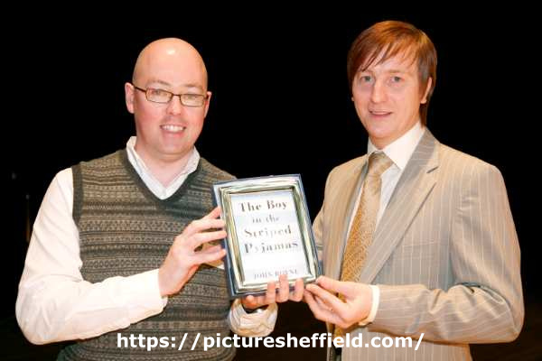 John Boyne, children's author and (right) Andrew Stansall, librarian at the Sheffield Children's Book Award