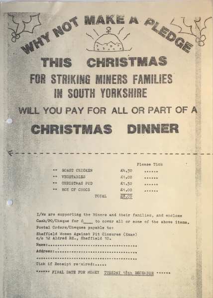 Sheffield Women Agains Pit Closures Christmas appeal for striking miners' families in South Yorkshire