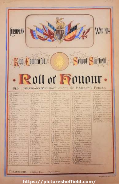 King Edward VII School, roll of honour - old Edwardians who have joined His Majesty's Forces